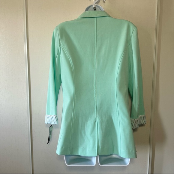 BCX Women’s Mint 3/4 Sleeve Polka Dot Cuff Single Breast Career Blazer- Large - Picture 3 of 16